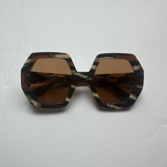 Gucci oversized geometric brown green GG0772S sunglasses 47 - Picture 3 of 8